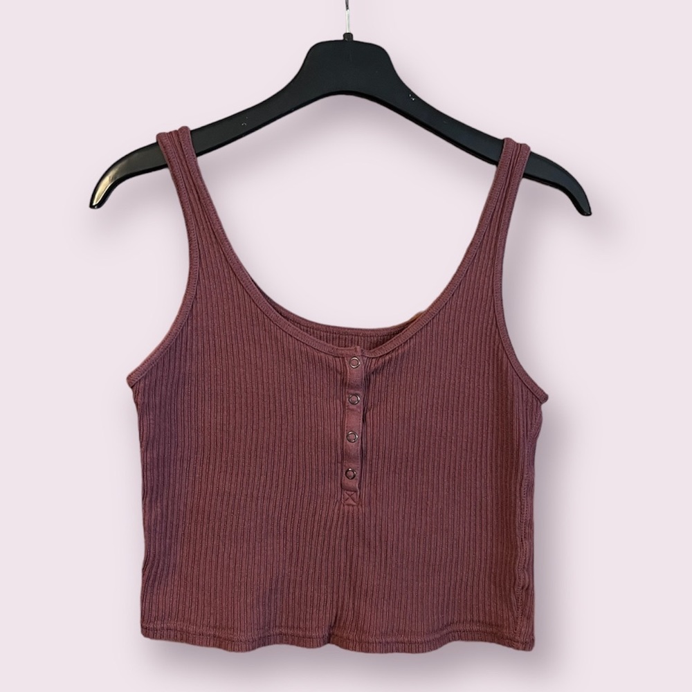 wild fable dark dusty pink button up tank top